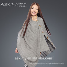 2015 malha à mão cashmere poncho atacado